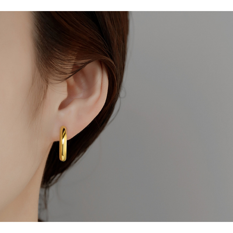 Anti Allergic 18K Golden Plated Stainless Steel Hoop Earrings